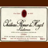 Château Romer du Hayot 1990 (Sauternes - blanc liquoreux)